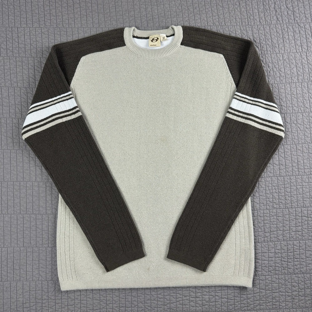 Vintage Y2K Anchor Blue Sweater Men's XL Brown Skater Surfer Knit Pullover‎